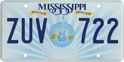 MS license plate ZUV722