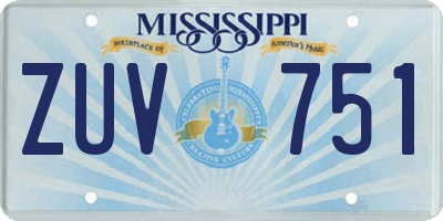 MS license plate ZUV751