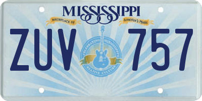 MS license plate ZUV757