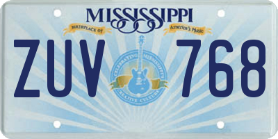 MS license plate ZUV768