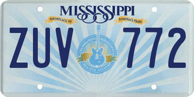 MS license plate ZUV772