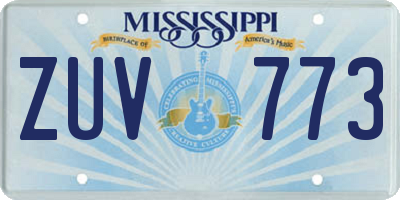 MS license plate ZUV773