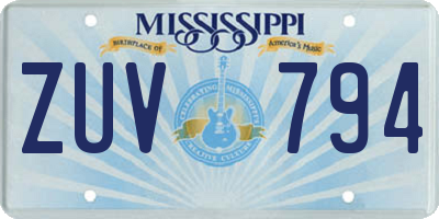 MS license plate ZUV794