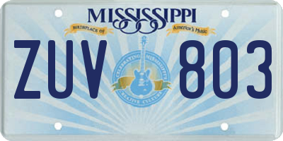 MS license plate ZUV803