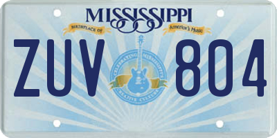 MS license plate ZUV804