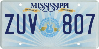 MS license plate ZUV807