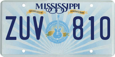 MS license plate ZUV810