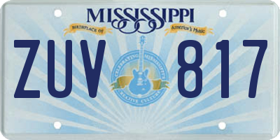 MS license plate ZUV817