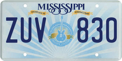 MS license plate ZUV830