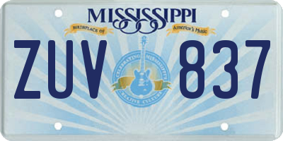 MS license plate ZUV837