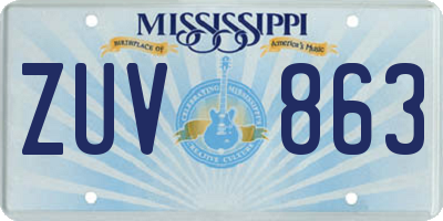 MS license plate ZUV863