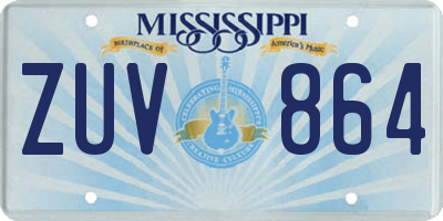 MS license plate ZUV864