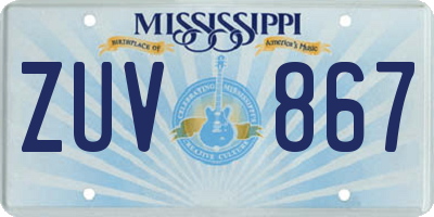 MS license plate ZUV867