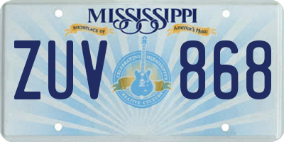MS license plate ZUV868