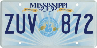 MS license plate ZUV872