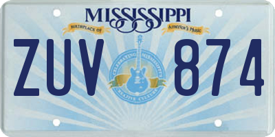 MS license plate ZUV874