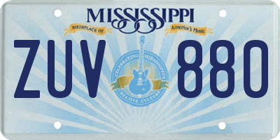 MS license plate ZUV880