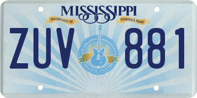 MS license plate ZUV881