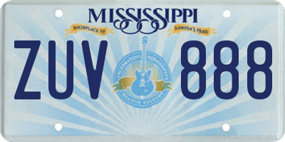 MS license plate ZUV888