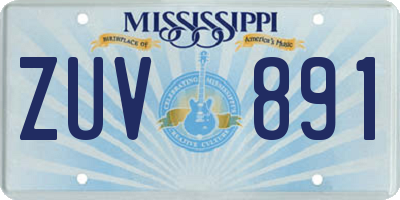 MS license plate ZUV891