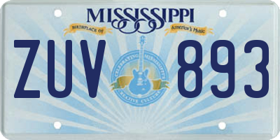 MS license plate ZUV893