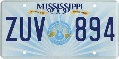 MS license plate ZUV894