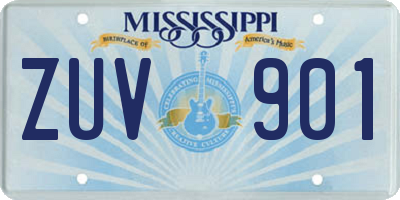 MS license plate ZUV901