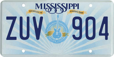 MS license plate ZUV904