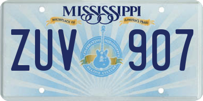 MS license plate ZUV907