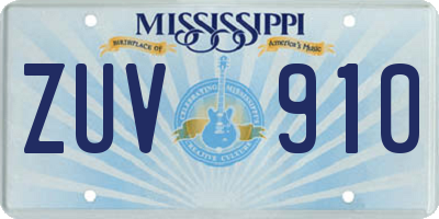 MS license plate ZUV910