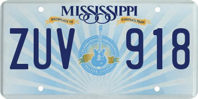 MS license plate ZUV918