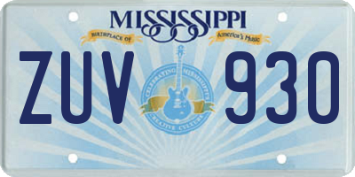 MS license plate ZUV930