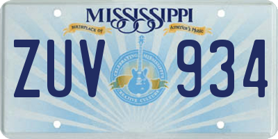 MS license plate ZUV934