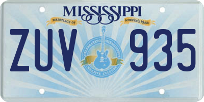 MS license plate ZUV935