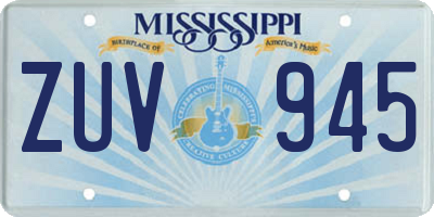 MS license plate ZUV945