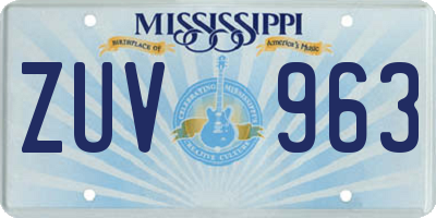 MS license plate ZUV963