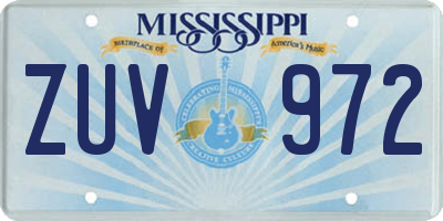 MS license plate ZUV972