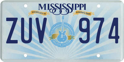 MS license plate ZUV974