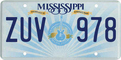 MS license plate ZUV978