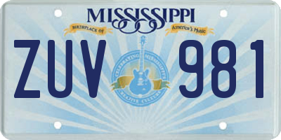 MS license plate ZUV981