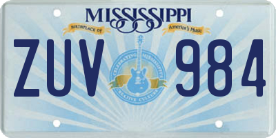 MS license plate ZUV984