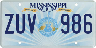 MS license plate ZUV986