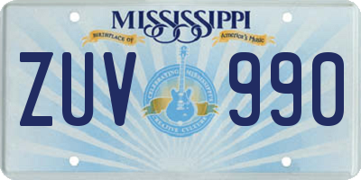MS license plate ZUV990