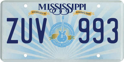MS license plate ZUV993