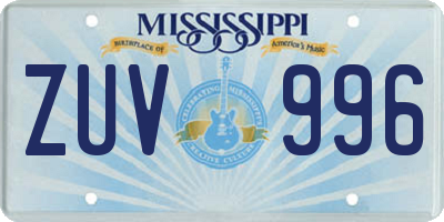 MS license plate ZUV996
