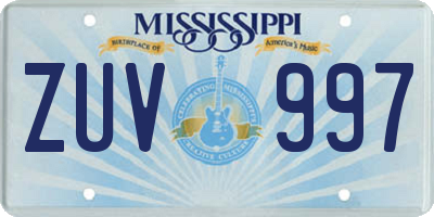 MS license plate ZUV997