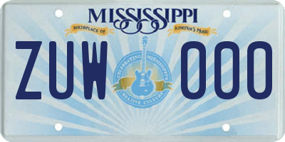 MS license plate ZUW000