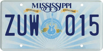 MS license plate ZUW015