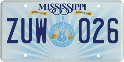 MS license plate ZUW026