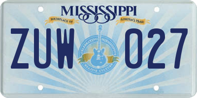 MS license plate ZUW027